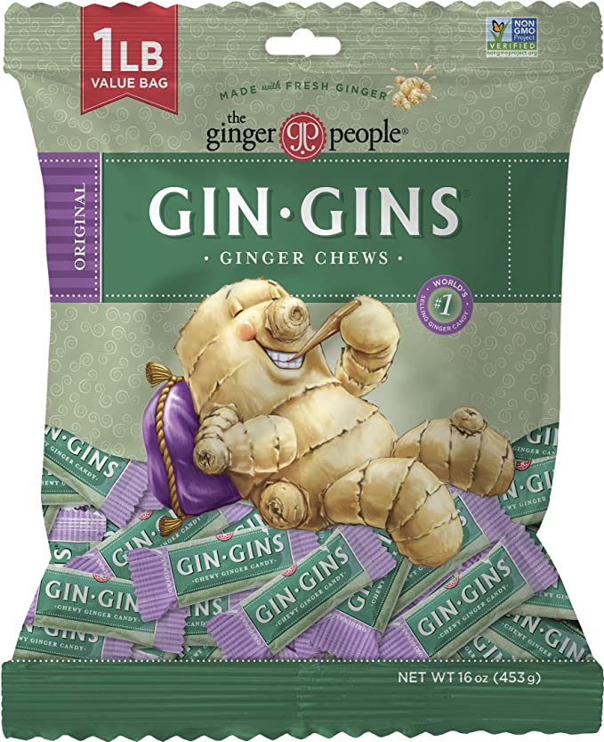  The Ginger People Gin Gins Chews 1 pound bag, Original Ginger, 16 Ounce  - 651818922871