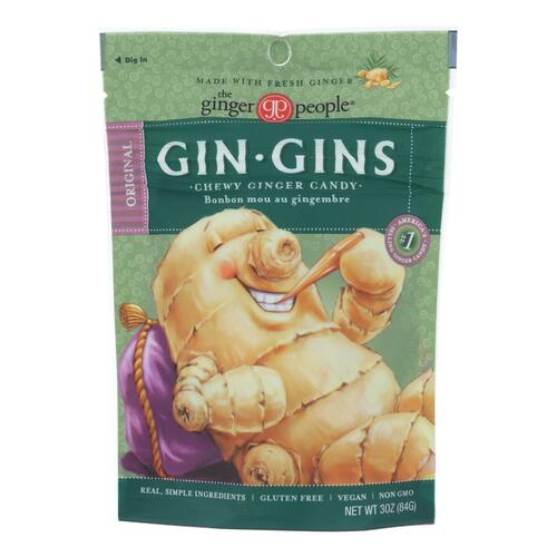 Ginger People - Gin Gins Chewy Ginger Candy - Original - Case Of 12 - 3 Oz. - 734027905023
