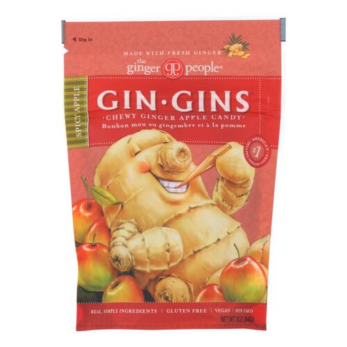 Ginger People Chewy Ginger Candy - Spicy Apple - Case Of 12 - 3 Oz. - 734027905030