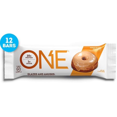 ONE Protein Bars, Maple Glazed Doughnut, Gluten Free Protein Bars with 20g Protein and only 1g Sugar, Guilt-Free Snacking for High Protein Diets, 2.12 oz (12 Pack), Donut, Maple Glazed - 734052599983
