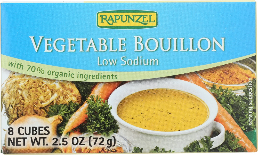 RAPUNZEL: Vegetable Bouillon Low Sodium 8 Cubes, 2.4 oz - 0735037073009
