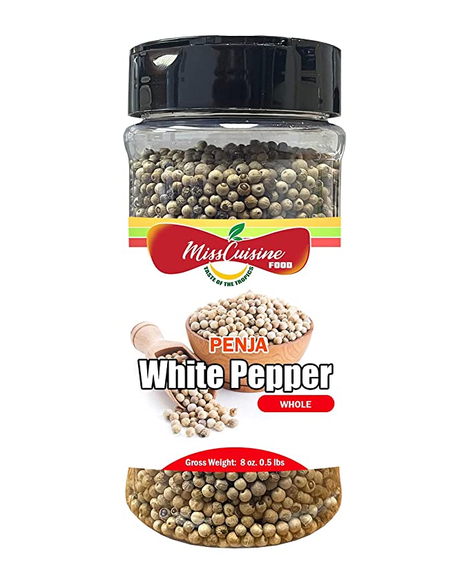  MissCuisine Whole White Peppercorns 8 oz , White Pepper Spice, Whole White Pepper, White Peppercorns, Taste of the Tropics Whole Peppercorns  - 735202724514