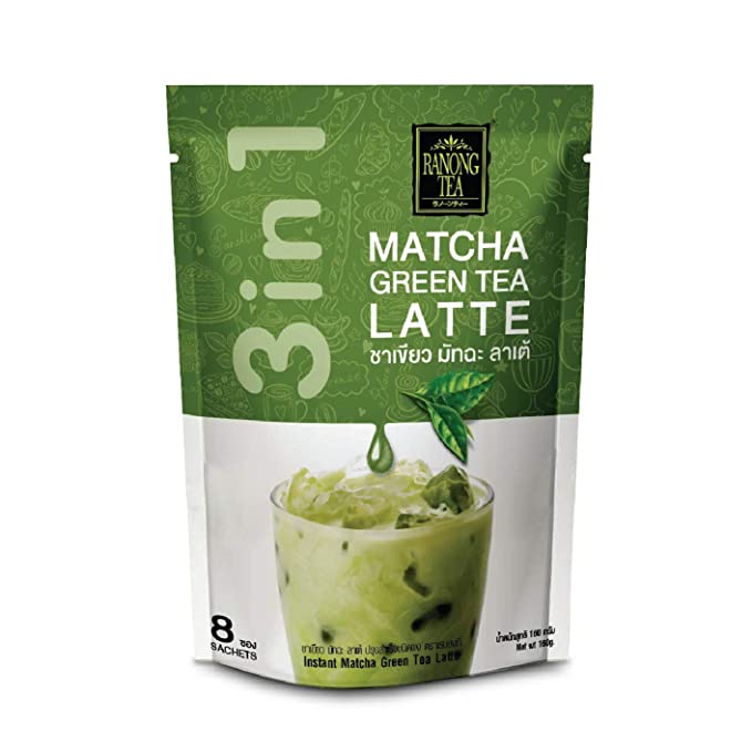 Ranong Tea Matcha Green Tea Latte Instant Drink Mix 8 Sachets - 736724340206