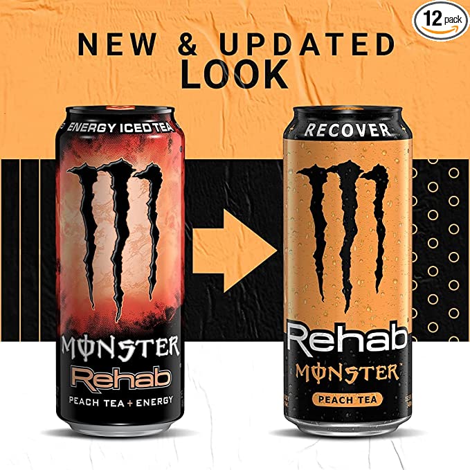 Monster Energy Drink, Rehab Peach 16oz (12 Pack) - 736983894977