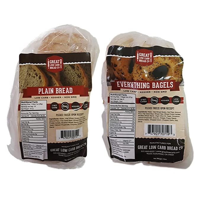  Great Low Carb Bread/Bagel Value Combo - Plain Sandwich Bread and Everything Bagels (Bundle Pack)  - 737079290116