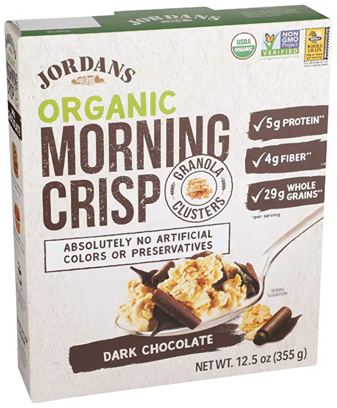  Jordans Morning Crisp Organic Dark Chocolate Cereal, 12.5oz Box - 737282355473