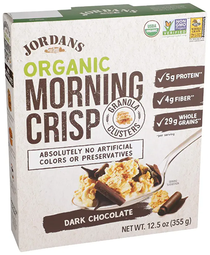 Jordans Morning Crisp Organic Dark Chocolate Cereal, 12.5oz Box - 737282355473