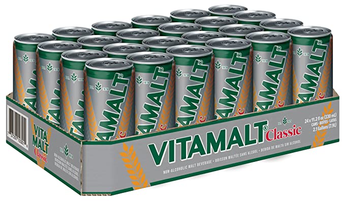  Vitamalt Classic, Non-Alcoholic Malt Beverage, 11.2 Oz Sleek Can (Pack of 24)  - 737297103014