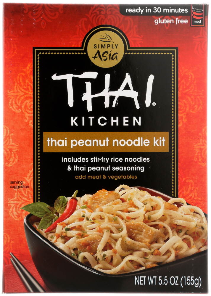 THAI KITCHEN: Thai Peanut Noodle Kit Stir Fry Rice Noodles & Thai Peanut Seasoning, 5.5 oz - 0737628064502