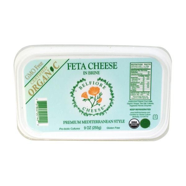 BELFIORE CHEESE: Organic Feta Cheese in Brine, 9 oz - 0737802001422