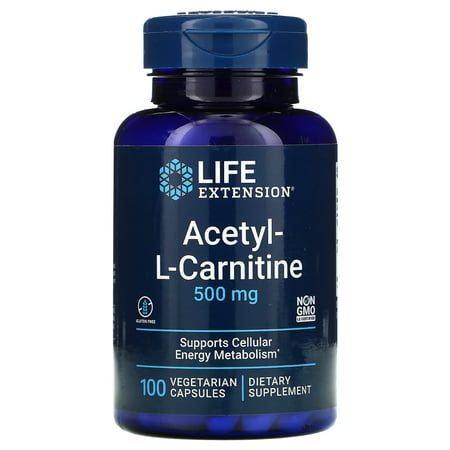 Acetyl-L-Carnitine 500 mg 100 Vegetarian Capsules Life Extension - 737870152415