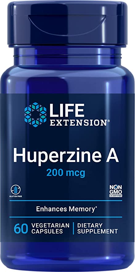  Life Extension Huperzine A 200 mcg – Promotes Memory Health – Gluten-Free – Non-GMO – Vegetarian – 60 Vegetarian Capsules  - 737870152767