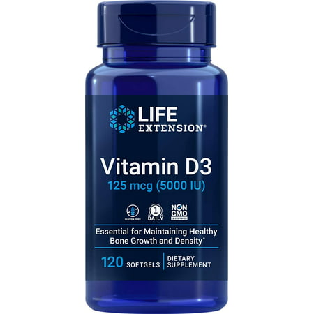 Life Extension Vitamin D3 125 mg (5000 IU) 120 Softgels - 737870171300