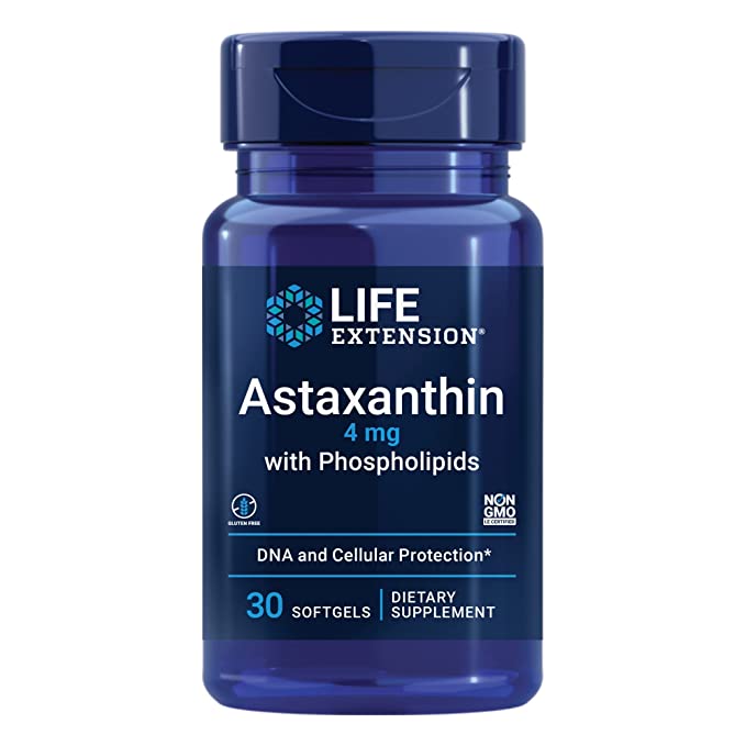  Life Extension Astaxanthin with Phospholipids 4 mg - For Eye & Heart Health + Metabolic & Cardiovascular Health - Supports Inflammatory & Immune Response - Gluten Free, Non-GMO - 30 Softgels  - 737870192336