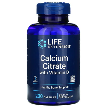 Calcium Citrate with Vitamin D 200 Capsules Life Extension - 737870196327