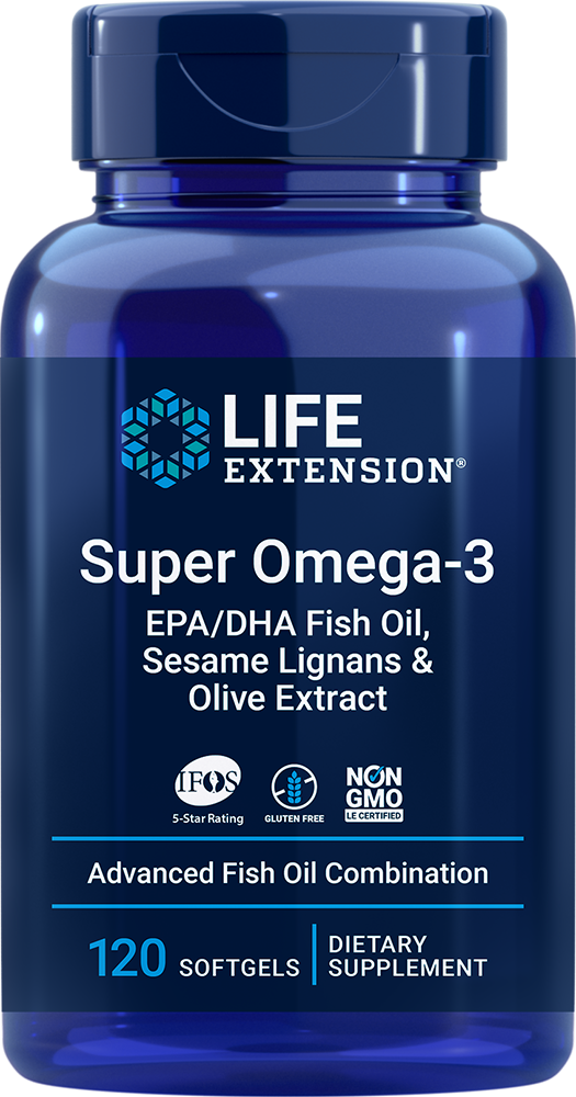 Super Omega-3 EPA/DHA Fish Oil, Sesame Lignans & Olive Extract - For Heart & Brain Health – For Inflammation & Cholesterol Management – Gluten-Free, Non-GMO – Lemon Flavor 120 Softgels (B002HIHZ6A) - 737870198215