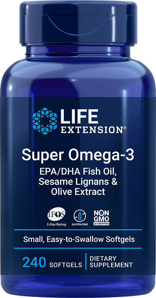 Life Extension Super Omega-3 Plus EPA/DHA Fish Oil, Sesame Lignans & Olive Extract - Heart Health & Brain Support Supplement - Easy-to-Swallow - Gluten-Free, Non-GMO - 240 Softgels (B006P4B43W) - 737870198628