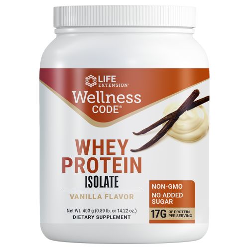 Life Extension Wellness Code Whey Protein Isolate – Vanilla Protein Isolate for Muscle Growth & Immune Health – Gluten-Free, Non-GMO, No Added Sugar – 14.22 oz (20 Servings) (B07DBBYRR8) - 737870224211