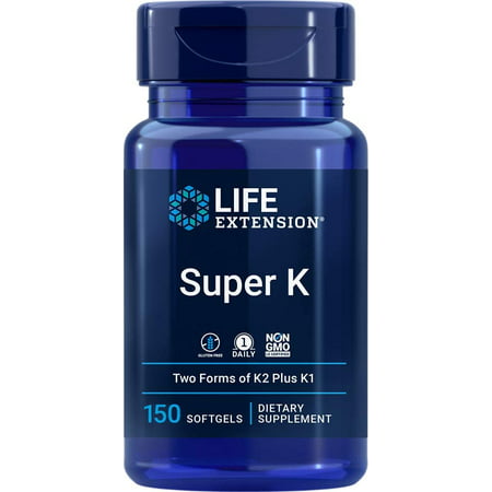 Life Extension Super K 150 Softgels with Vitamin K1 and K2 - MK4 & MK7 - 737870233411