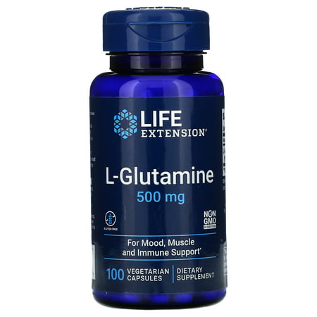 L-Glutamine 500 mg 100 Vegetarian Capsules Life Extension - 737870345107