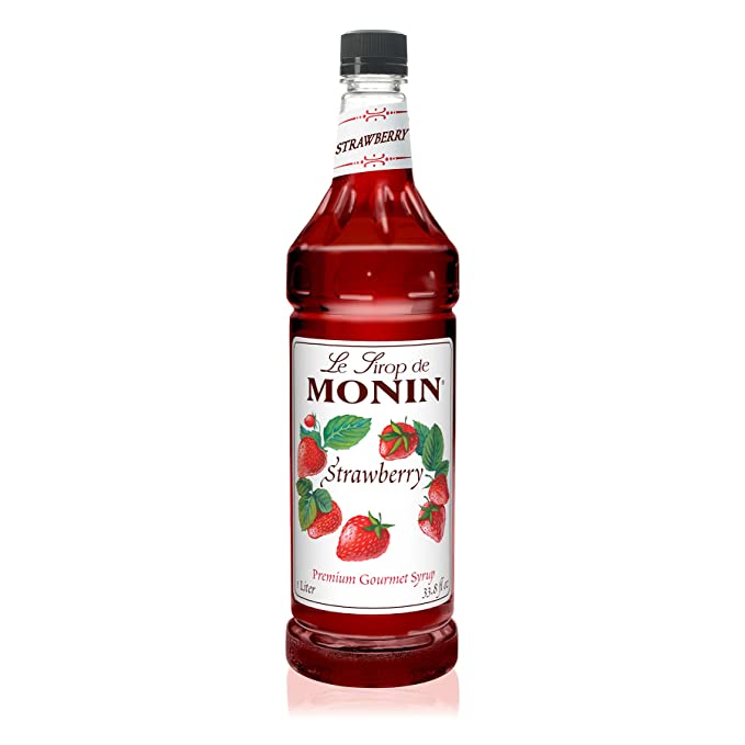  Monin - Strawberry Syrup, Mild and Sweet, Great for Cocktails and Teas, Gluten-Free, Non-GMO (1 Liter)  - 738337060922