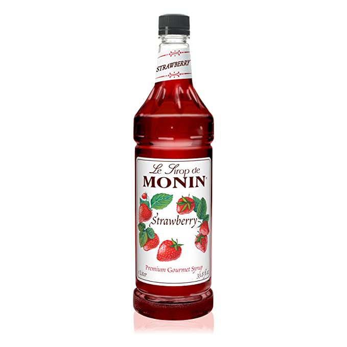 Monin - Strawberry Syrup, Mild and Sweet, Great for Cocktails and Teas, Gluten-Free, Non-GMO (1 Liter) - 738337060922