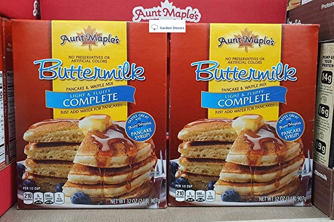  Aunt Maple’s Buttermilk Pancake & Waffle Mix Light & Fluffy Complete 32oz 907g (Two Boxes)  - 738577880724