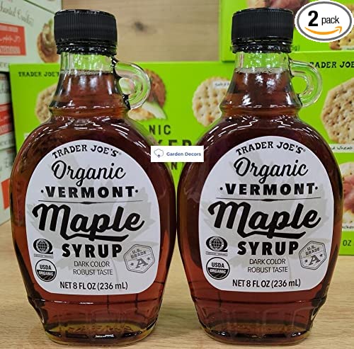  Trader Joe's2 Organic Grade A Vermont Maple Syrup Dark Color Robust Taste 8fl oz 236ml (Two Bottles)  - 738577884098