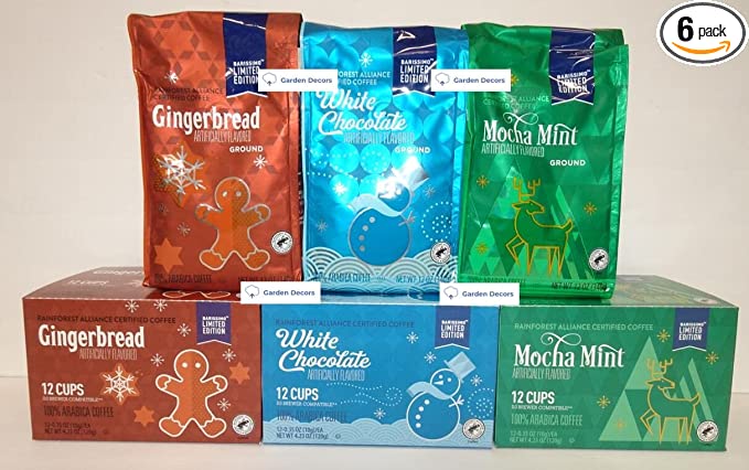  Barissimo Coffee Barissimo Limit Edition 12 Cups & Ground Coffee, Gingerbread, White Chocolate, Mocha Mint (Three Boxes & Three Bags)  - 738577884661