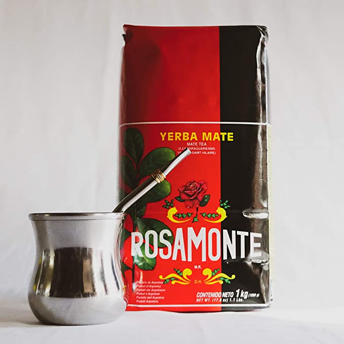 Circle of Drink - Rosamonte Yerba Mate Kit with Double Wall Stainless Steel Yerba Mate Gourd (Mate Cup) and Stainless Steel Yerba Mate Bombilla (Filtered Straw) - 738582008304
