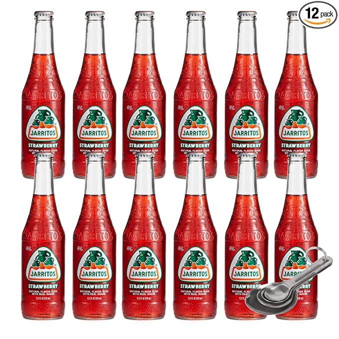  [Pack of 12] [Free Measuring Spoon] Jarritos Soft Drink, Shipping w/ Pulp Shipper For Safer Shipping - 12.5 Fl Oz (Strawberry)  - 738705033428
