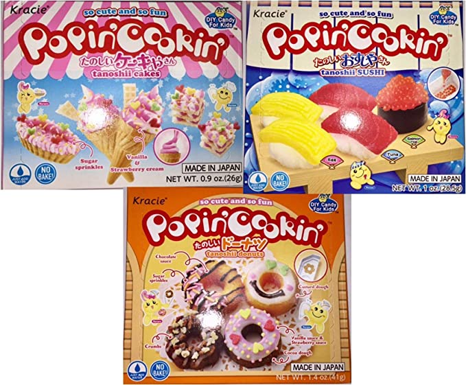Popin' Cookin' DIY Candy Kit (3 Pack Variety) - Tanoshii Cakes, Sushi and Donuts - 739162453309