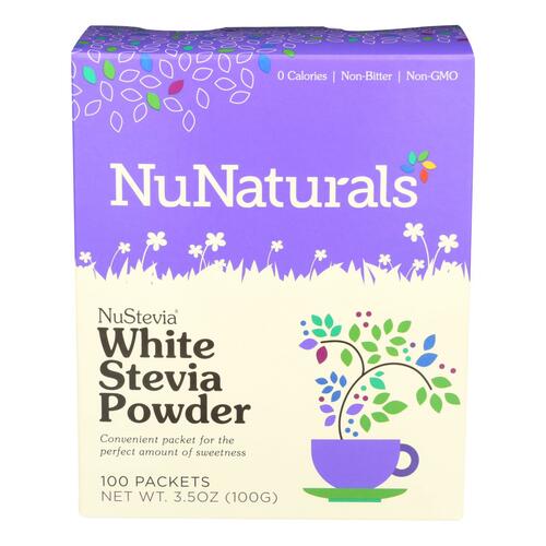 NUNATURALS INC: White Stevia Powder Sweetener 100, 100 pk - 0739223001586