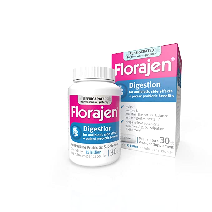  Florajen Digestion Probiotic, 15 Billion CFUs, Refrigerated Probiotics for Women & Men, Multi Culture Probiotic Nutritional Supplement Helps Occasional Gas, Bloating, Constipation & Diarrhea, 30 Count  - 784922221162
