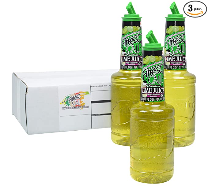 Finest Call Premium Lime Juice Drink Mix, 1 Liter Bottle (33.8 Fl Oz), Pack of 3 - 739532679735