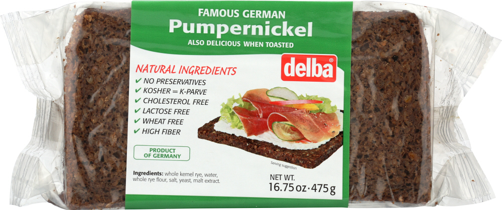 DELBA: German Pumpernickel Bread, 16.75 oz - 0740699001710