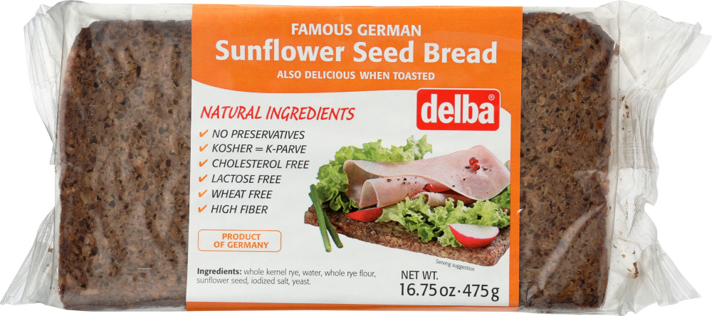 DELBA: Sunflower Seed Bread, 16.75 oz - 0740699001741