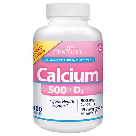 21st Century Calcium 500 + D3 15 mcg (600 IU) 400 Tablets - 740985275221