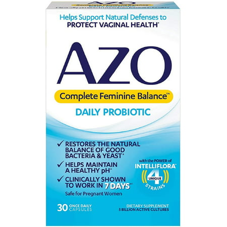 AZO Complete Feminine Balance Daily Probiotics for Women Clinically Proven to Help Protect Vaginal Health Helps balance pH and yeast 30 Count - 741031406514