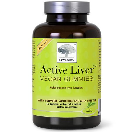 New Nordic Active Liver Gummies | Daily Detox & Repair | Milk Thistle Artichoke & Turmeric | Natural Peach & Mango Flavor | Sugar Free Gluten Free & Vegan | 60 Count (Pack of 1) - 741805001440