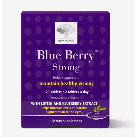 New Nordic Blue Berry Strong | Eye & Vision Support Supplement | Lutein Eyebright & Bilberry | Swedish Made | 120 Tablets - 741805717556
