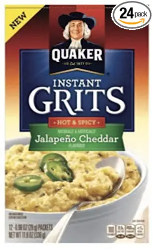 Quaker Grits Jalapeno Cheddar, Hot & Spicy 11.8 Ounce ( 2 Pack) - 742118412879