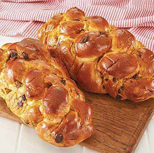  Kosher Challah Bread by Challah and Co. – Traditional Braided Challah for Shabbat & Holidays – 2 Long Braided Challahs with Raisins – Raisin Challah Bread Loaves (Pack of 2)  - 742186342207