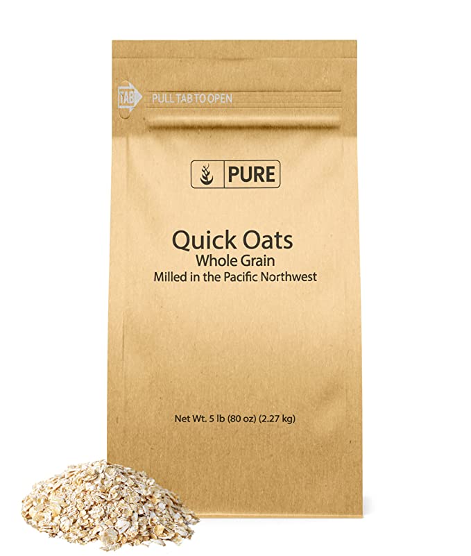 Pure Original Ingredients Quick Oats (5 lb) Breakfast Cereal, Whole Grain, Milled In The Pacific Northwest, Eco-Friendly Packaging - 742309351536