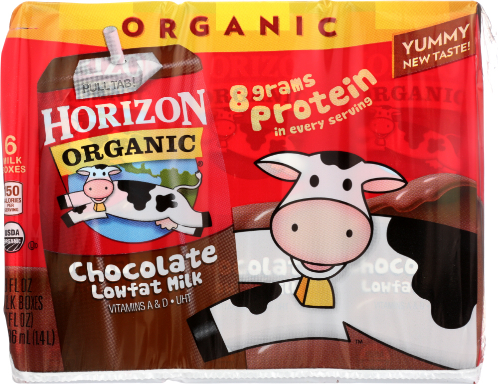 Horizon Organic Dairy Milk - Organic - 1 Percent - Lowfat - Box - Chocolate - 6-8 Oz - Case Of 3 - 742365004162