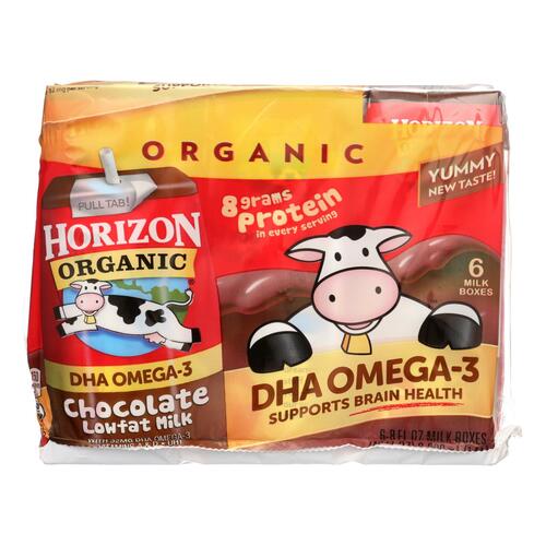 Horizon Organic Dairy Milk - Organic - 1 Percent - Lowfat - Box - Chocolate - Plus Dha Omega-3 - 6/8 Oz - Case Of 3 - 0742365004322