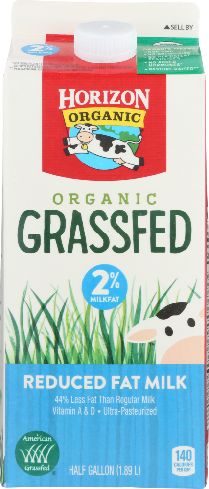 HORIZON: Organic Grassfed Reduced 2% Fat Milk, 64 oz - 0742365007095