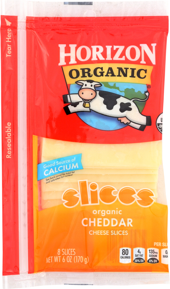 HORIZON: Organic Cheddar Cheese Slices, 6 oz - 0742365606120