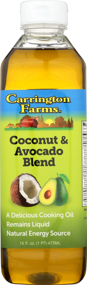  Carrington Farms gluten free, hexane free, NON-GMO, free of hydrogenated and trans fats in a BPA free bottle, liquid coconut and avocado cooking oil, 16 Fl Oz  - 742392950227