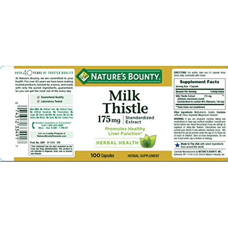 Milk Thistle by Nature's Bounty, Herbal Health Supplement, Supports Liver Health, 175mg, 100 Softgels - 743123349174